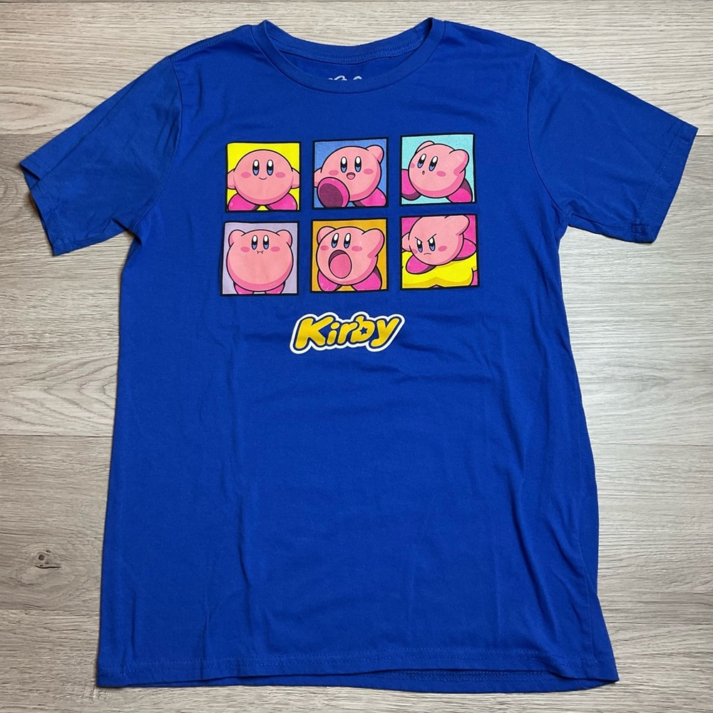 Kirby Shirt, Boy's‎ Kids Size XL, Blue, Graphic Print, Short Sleeve